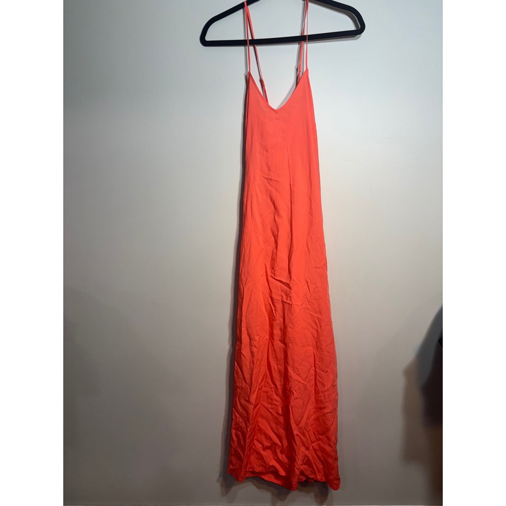 Old Navy‎ Womens Coral Orange V-Neck Spaghetti Strap Maxi Dress Small